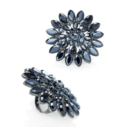 Large Blue Flower Ring Diamond Ring