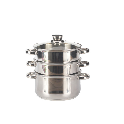 Silver Two Tiers Stainless Steel Steamer Pot