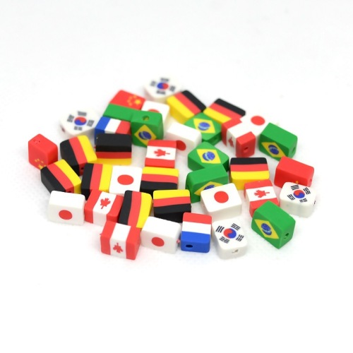 National flag shape clay beads bulk color accessories