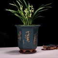 Purple Sand Flowerpot Tangan Pintu Tangan Pot Orchid