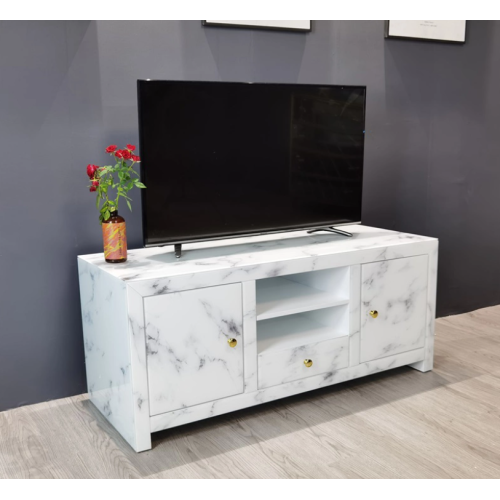 Marble Glass White TV Unit MDF PET