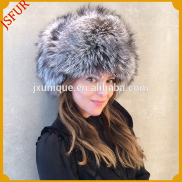 Thick luxury soft winter warm russian style fox fur hat with real fox fur