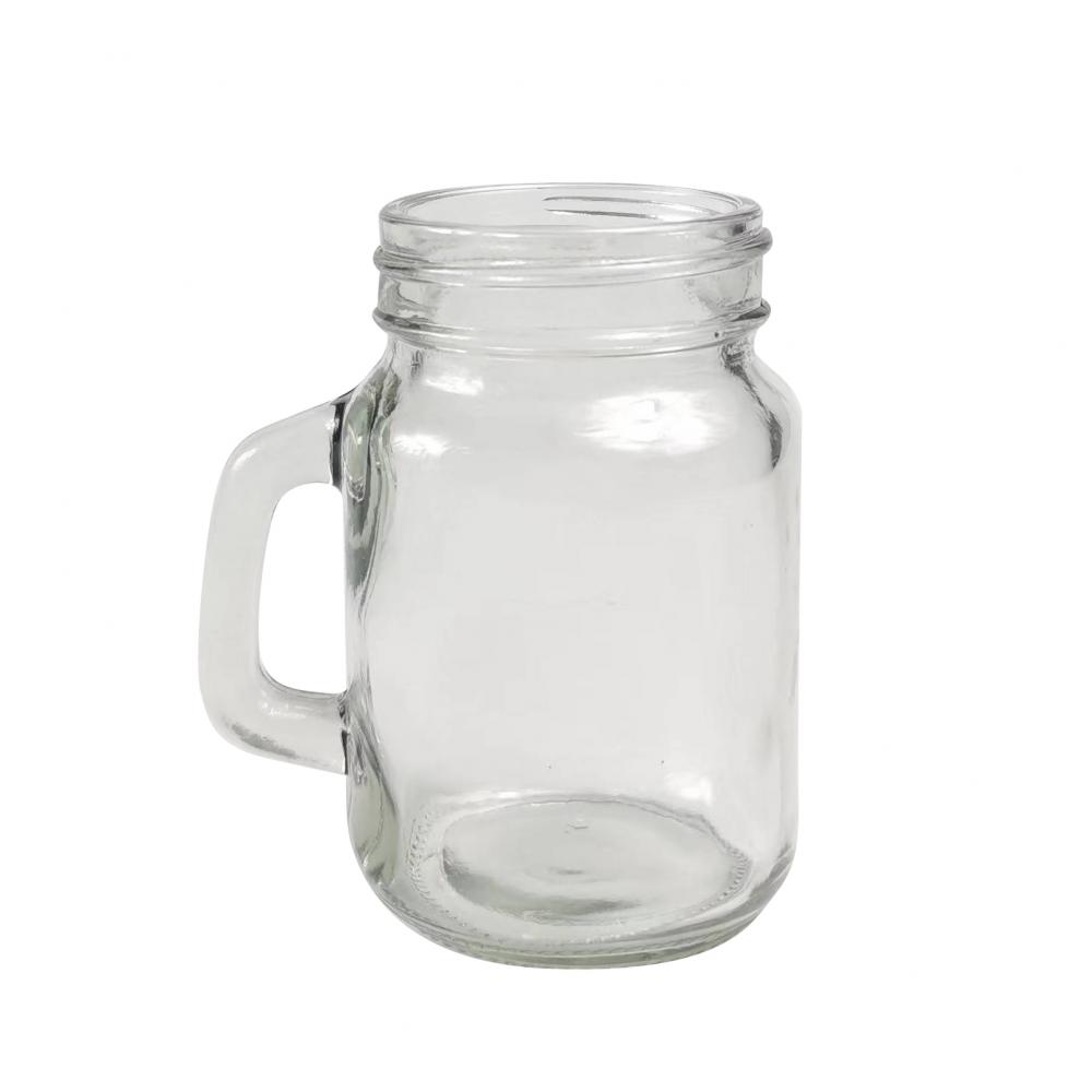 Pot de maçon en verre en verre avec couvercle de poignée