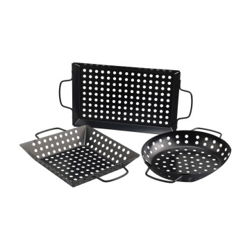 4-Piece Grilling Basket Set with BBQ Tong