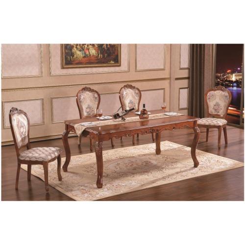  Classical Dining Table Brown Color Antique Carved Wooden Dining Table Supplier