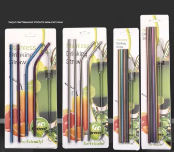 304Exquisite Stainless Steel Straw Set Blister Packaging