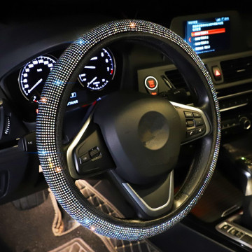 Sparkly Diamond Rhinestone Covered Car Steering Wheel with Anti-Slip Lining