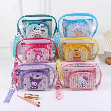 Cute Kawaii Hello Kitty Makeup Bag - Large Capacity Transparent Travel Toiletry Storage