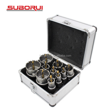 SUBORUI 10pcs Titanium TCT Heavy Duty Hole Saw Kit for Stainless Steel