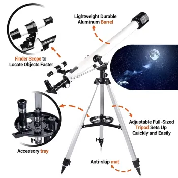 Portable Refracting Telescope with Tripod and Phone Adapter for High Transmission