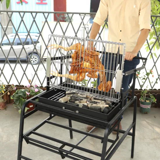 Indoor-Outdoor Adjustable Charcoal Grill: 180 Degree Rotating Barbecue and Camping Solution