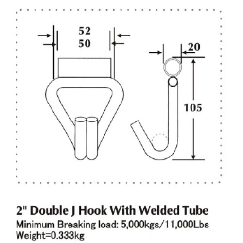 Double J Hook With Welded Tube 50mm Width China Manufacturer