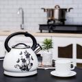 Stainless Steel Whistling White Pattern Tea Kettle