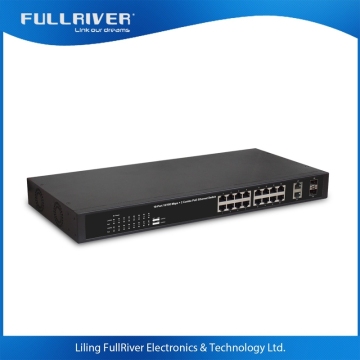 10/100Mbps Fast High performance 16 Port + 2G combo POE Switch 48v