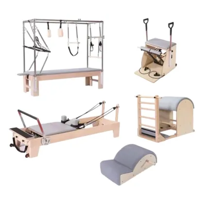 Maple Wooden White Pilates Equipment Set with Piano Steel Springs - Balanced and Cheap Commercial Pilates Equipments