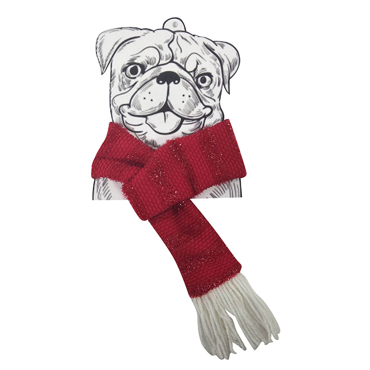Christmas dog knit scarf red B