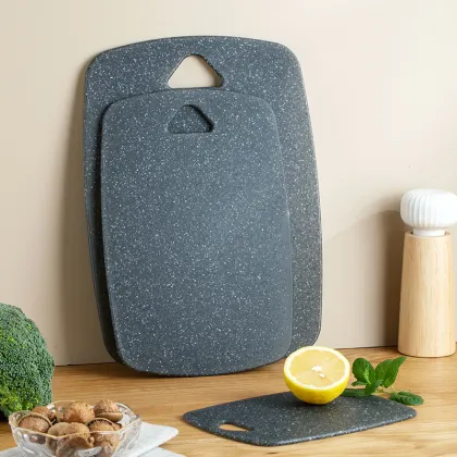 White Grain Plastic Cutting Board Set with Juice Groove for Kitchen