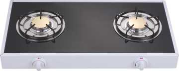 Double burner glass top gas stove