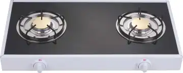 Double burner glass top gas stove