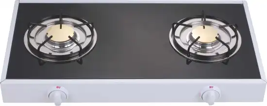 Double burner glass top gas stove