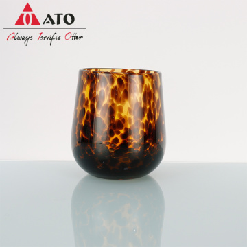 ATO egg shape leopard amber candle holders Glassware
