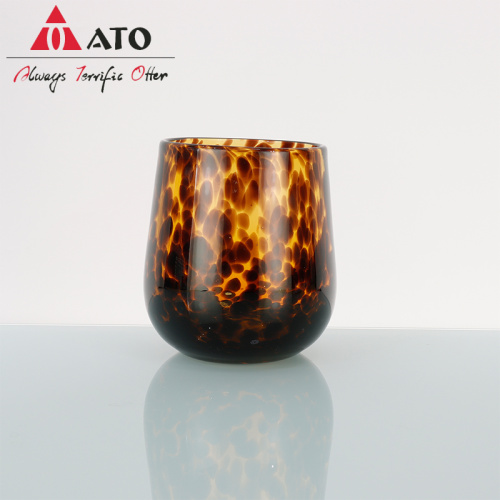 ATO egg shape leopard amber candle holders Glassware