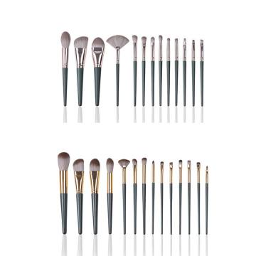 14 pcs Makeup Brushes Set Green Wooden Handle