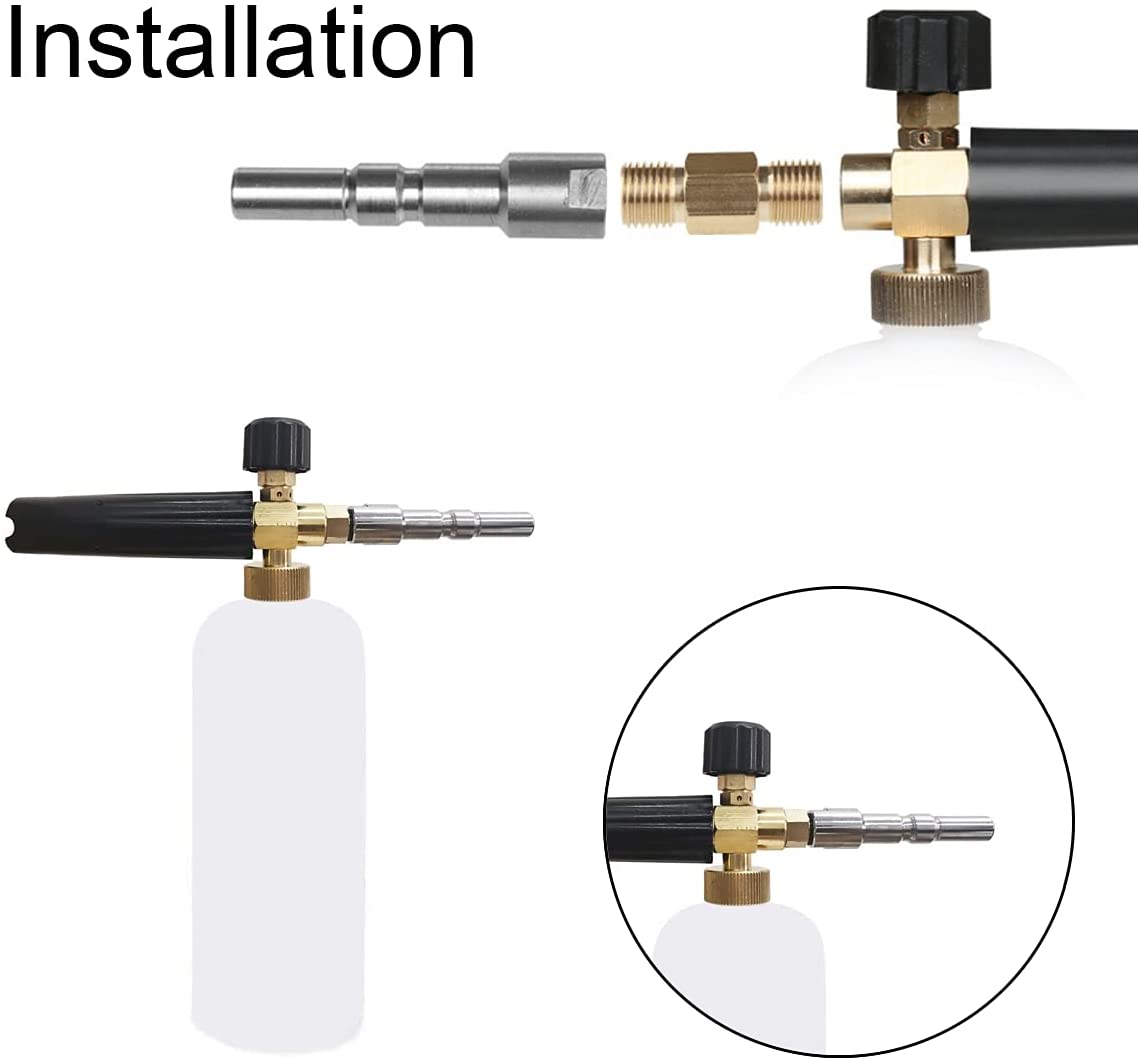 Ador do adaptador de pistola de pistola de pãezinha de pátio de espuma com arruela de espuma de pressão Cabeça de pistola de pulverização de aço inoxidável para lavagem de carros de limpeza do gramado