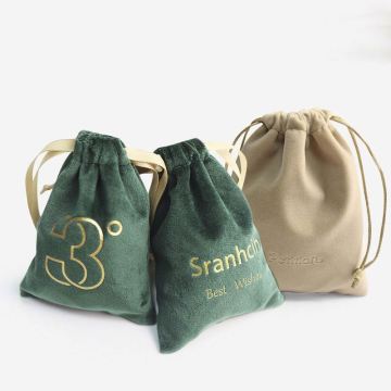 Custom Foil Printed Velvet Drawstring Gift Bags for Notebooks and Diaries