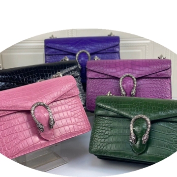 Luxury Imported Crocodile Leather Women's Bag High-End Genuine Leather Ladies Shoulder Messenger Bag Chain Bag Square Bag