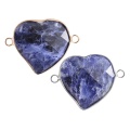 Sodalite 25mm Faceted Heart Connector for Jewelry Making Stone Links with Double Loops