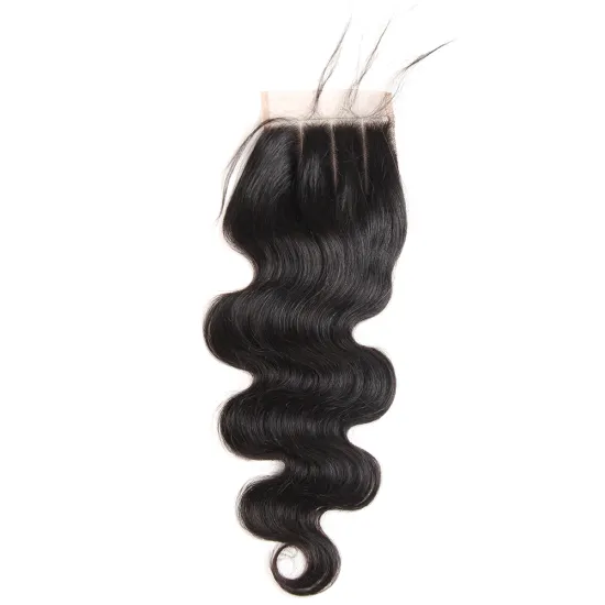 Huashuo 100% Brazilian Virgin Human Hair 10 inch Closure Natural Color 4*4 Swiss Lace Frontal Closure