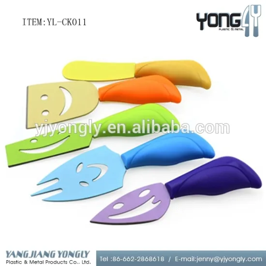 Colorful 5pcs stainless steel with wooden handle cheese slicer