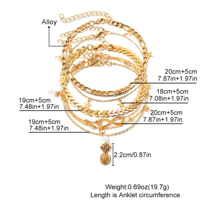 Multi-Layer Gold Alloy Anklet - Infinity Heart Star Butterfly Anklet for Women