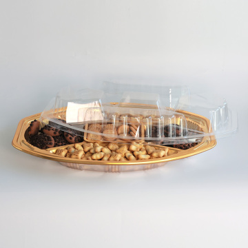 Golden Transparent Hexagon Plastic Cookie Box with Clear Lid