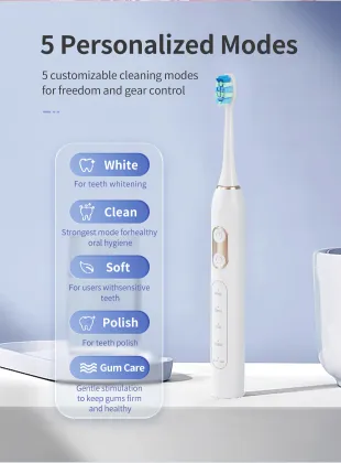 2023 IPX7 Waterproof Smart Sonic Toothbrush Set with Travel Case