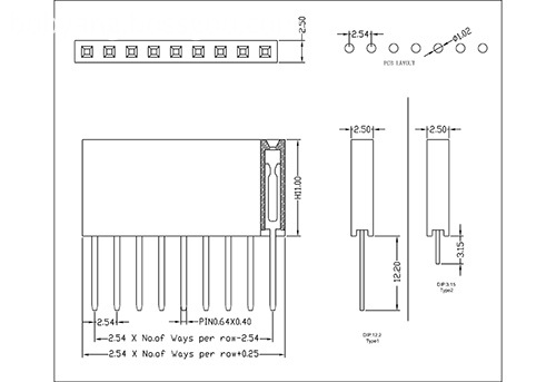 2.54 mm Female Header Single Row Straight Type(W=2.5  H=11.0)  FHES07-XXSXXXX-Model
