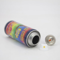 Streamer snow aerosol tin can with valve