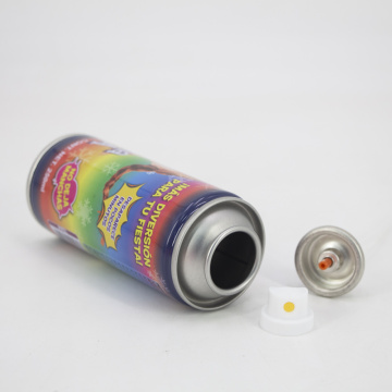 Streamer snow aerosol tin can with valve