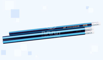 haxagonal striped wooden pencil with eraser toppers(GS-HP004)