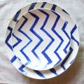 Blaue Porzellan Tafelservice Keramikplatten Geschirr Schüssel