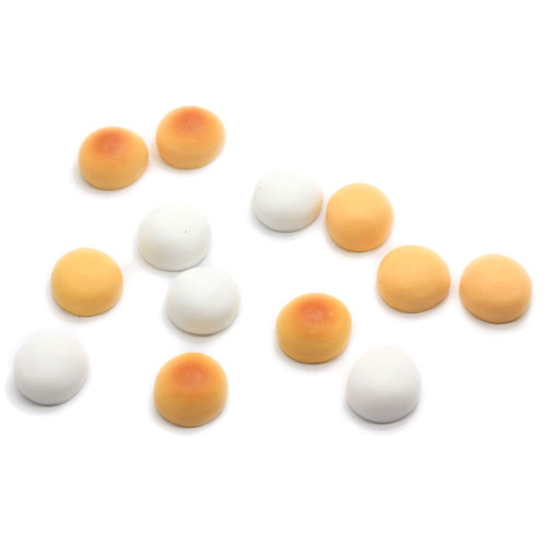 Kawaii 3D biały pomarańczowy bułka na parze 100 sztuk żywica imitacja jedzenia koraliki kaboszonowe zabawki do domku dla lalek rekwizyty fotograficzne Diy Art Deco