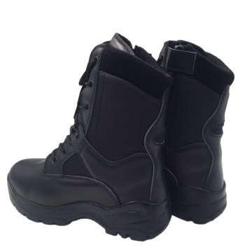 Black Genuine Leather Zip Fur Desert Boots for Men