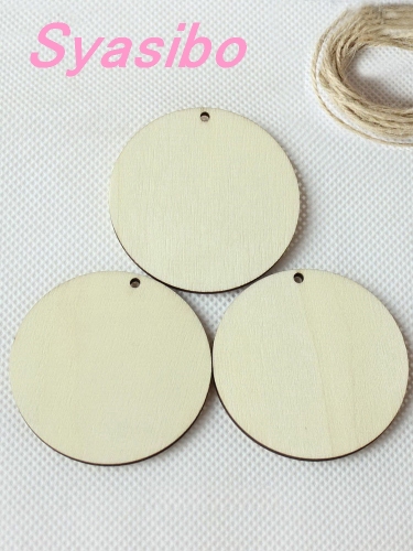 63mm/70mm Blank Wooden Circle Key Chain Round Wooden Disks With Hole Favor Tags-CT1202 K/L