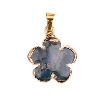 Fancy Jasper 20MM Flower Wrapped Golden Stone Pendant for DIY Making Jewelry