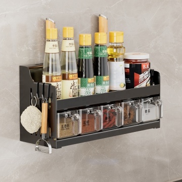 Kitchen Wall-Mounted Canned Food Storage Rack: Organiser for Bottles, Spices, and Utensils