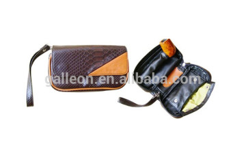 Black &yellow leather Smoking Pipe bag for 2 pipes GP-4063