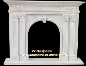 Indoor White Marble Stone Fireplaces FPS-E066