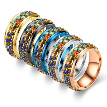 18K Gold Plated Zircon Chain Silver Rings: Trendy & Non-Tarnish 316L Titanium Stainless Steel Jewelry for Women