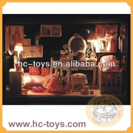 wooden house,the princess room,mini house with led light